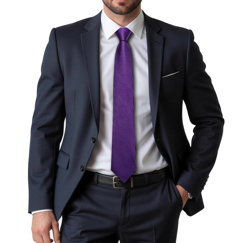 Dubulle Mens Black Purple Tie and Lapel Pin Paisley Striped Floral Necktie for Men Pocket Square Cufflinks Wedding Party - Image 2